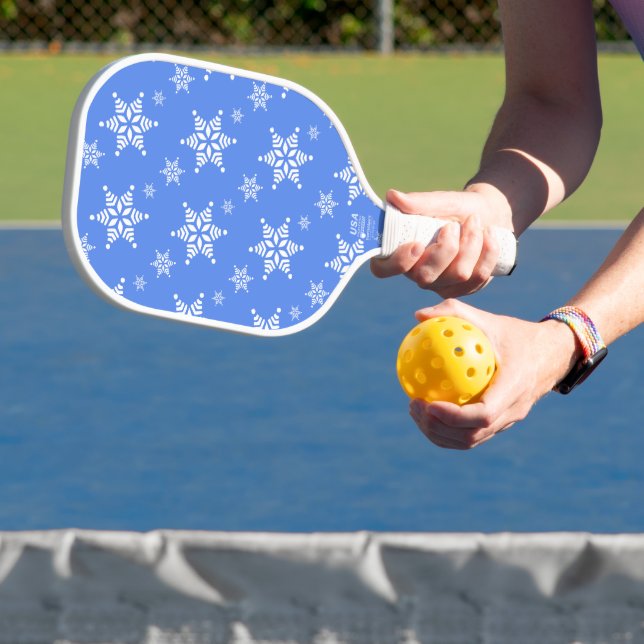 Raquette De Pickleball Motif de flocons de neige, Flakes blancs, Neige, B (Insitu)
