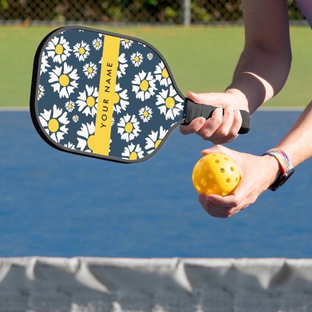 Raquette De Pickleball Motif de marguerite, marguerites blanches, Votre n (Insitu)