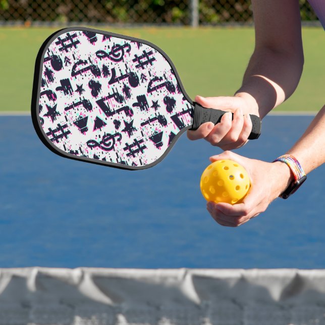 Raquette De Pickleball Motif de notes musicales et de coeurs déformés (Insitu)