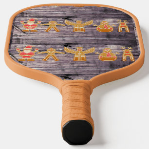 Raquette De Pickleball Motif de personnages de Noël rustique