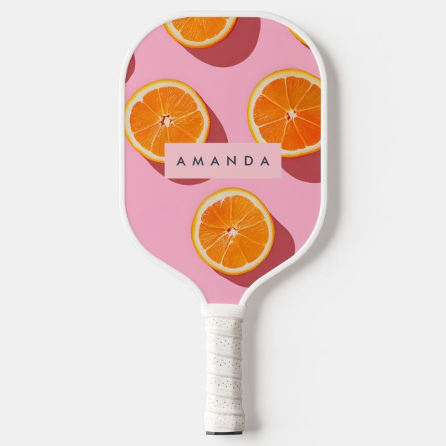 Raquette De Pickleball Motif de tranche orange personnalisé Monogramme (Recto)