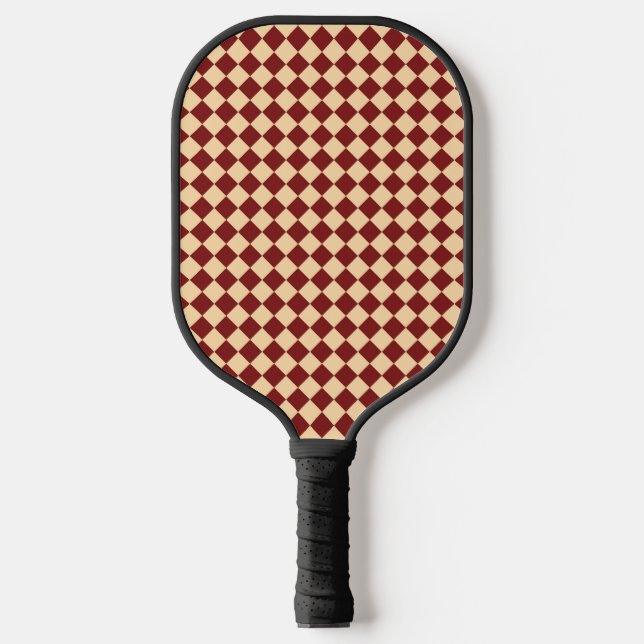 Raquette De Pickleball Motif diamant à carreaux rouge jaune (Recto)