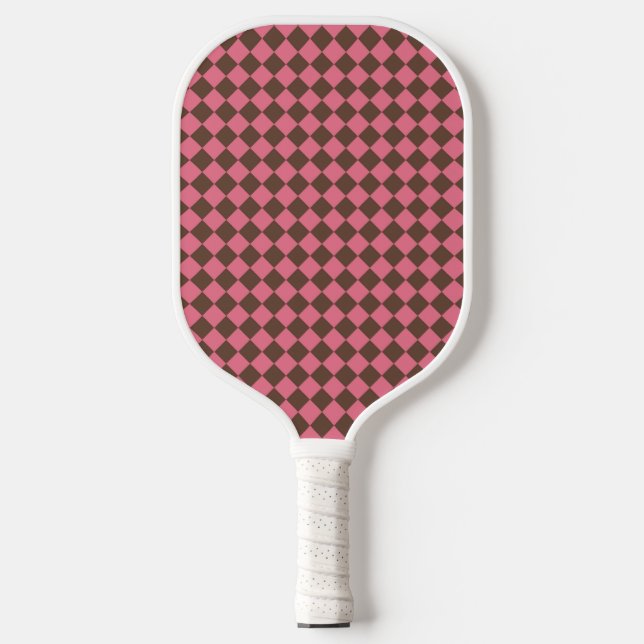 Raquette De Pickleball Motif diamant de Checker Brown rose (Recto)