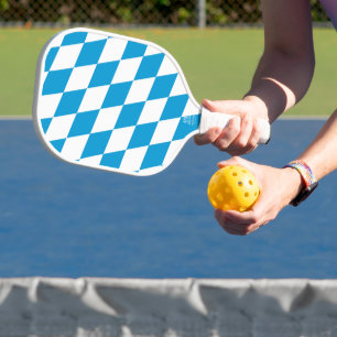 Raquette De Pickleball Motif Drapeau Diamant Bavière bleu et blanc