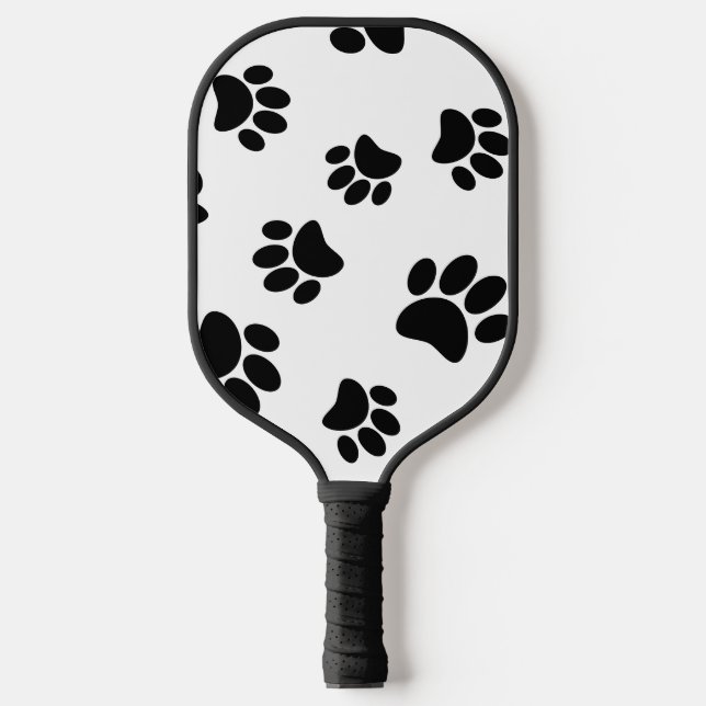 Raquette De Pickleball Motif Empreinte de patte de chien noir (Recto)