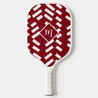 Raquette De Pickleball Motif en diagonale minimaliste rouge, Monogramme
