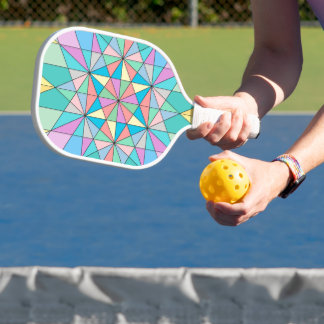 Raquette De Pickleball Motif étoile triangle mosaïque pastel coloré