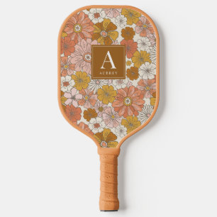 Raquette De Pickleball Motif Floral Brown rétro et rose Super