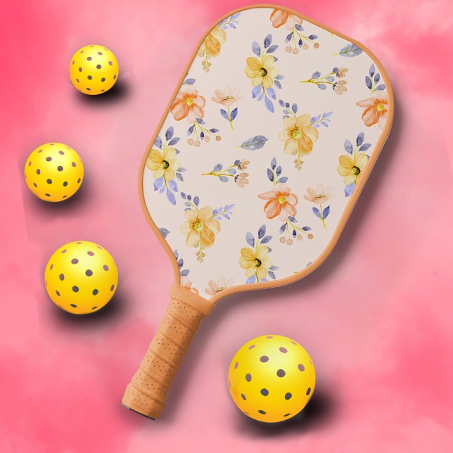 Raquette De Pickleball Motif Floral Fleur Aquarelle Fille Mignonne (Créateur téléchargé)