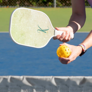 Raquette De Pickleball Motif floral jaune chic monogramme