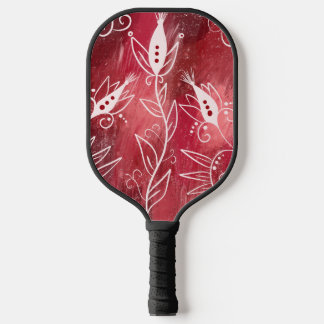 Raquette De Pickleball Motif Floral Rouge Et Blanc