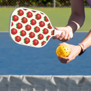 Raquette De Pickleball Motif fraises, fraises rouges, fruits, feuilles