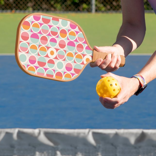 Raquette De Pickleball Motif géométrique rose orange (Insitu)