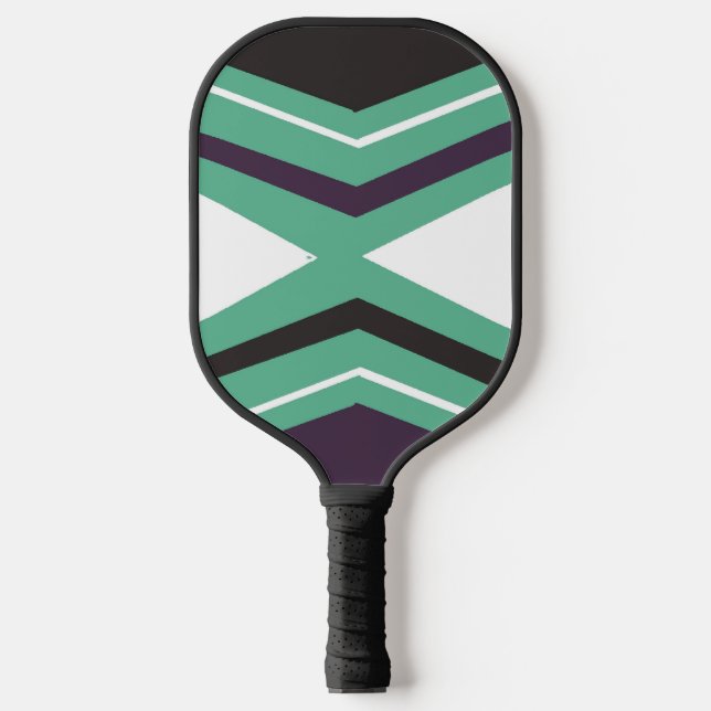 Raquette De Pickleball Motif géométrique vert, blanc et violet (Recto)