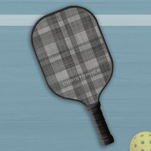 Raquette De Pickleball Motif Lin moderne avec nom - gris noir
