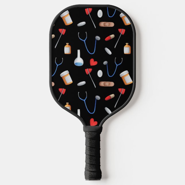 Raquette De Pickleball Motif Médicale noir (Recto)