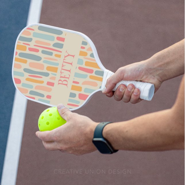 Raquette De Pickleball Motif moderne de galets du milieu du siècle (Personalized Pickleball Paddle)