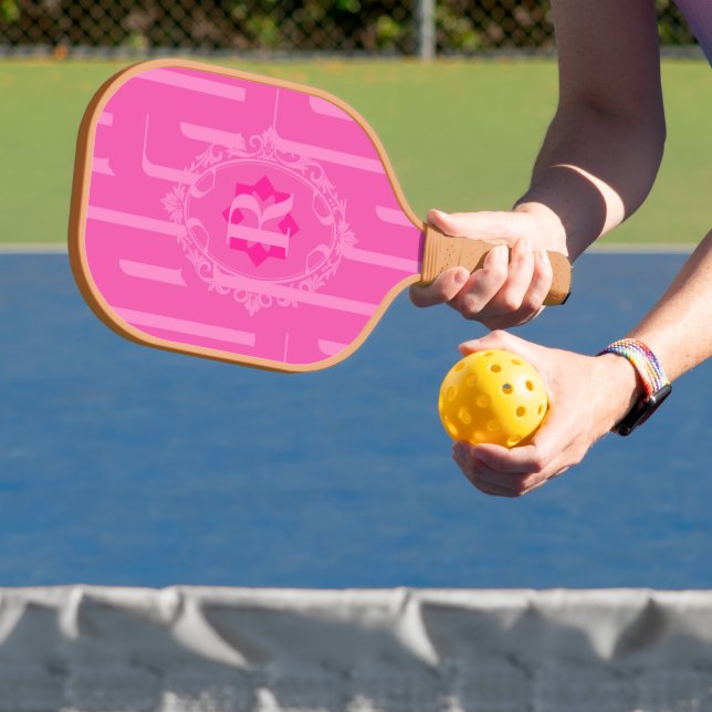 Raquette De Pickleball Motif Monogram Retro Rose (Insitu)