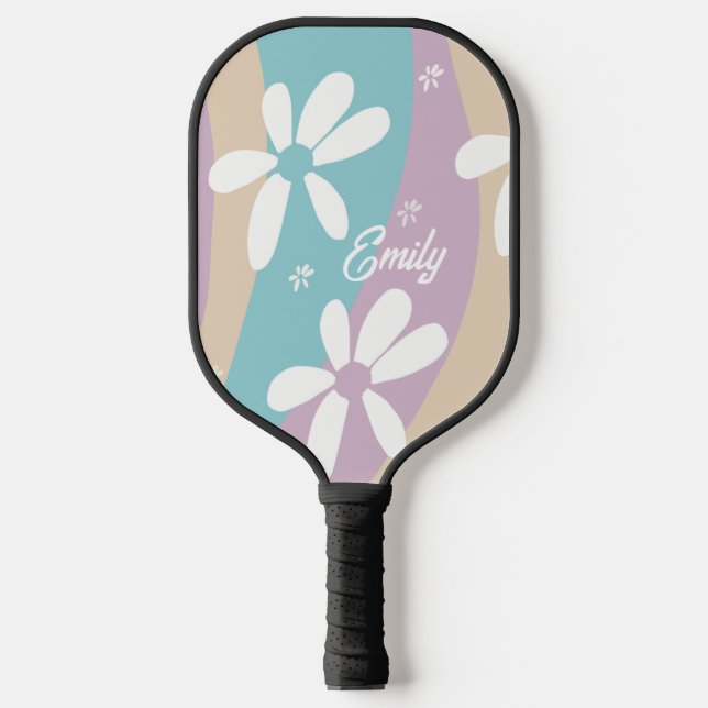 Raquette De Pickleball Motif ondulé de fleur groovy (Recto)
