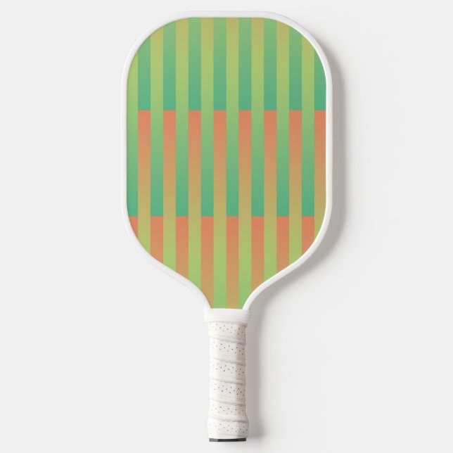 Raquette De Pickleball Motif orange vert rayé (Recto)