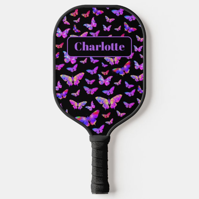 Raquette De Pickleball Motif Papillon Beau Nom Monogramme (Recto)