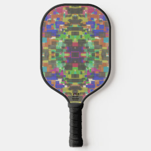 Raquette De Pickleball Motif pixelisé au-delà des couleurs de l'arc-en-ci