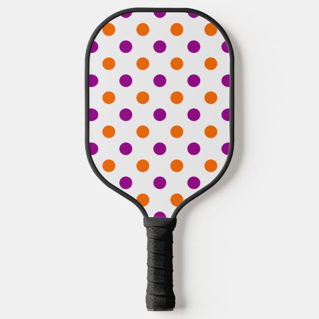 Raquette De Pickleball Motif Points Blancs Violet Orange (Recto)