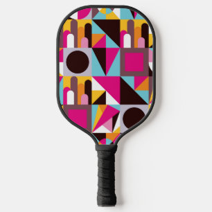 Raquette De Pickleball Motif psychédélique géométrique rétro coloré