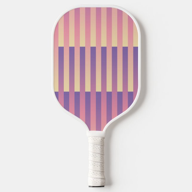 Raquette De Pickleball Motif rayé jaune violet rose (Recto)
