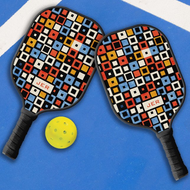 Raquette De Pickleball Motif Rétro Cool Monogramme Initiales Inspiré des  (Créateur téléchargé)