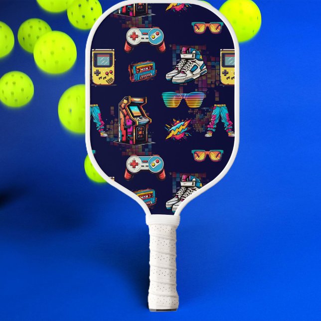 Raquette De Pickleball Motif rétro Vintage Neon 80's (Créateur téléchargé)