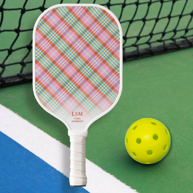 Raquette De Pickleball Motif rose orange vert plaqué Nom du texte personn (Créateur téléchargé)