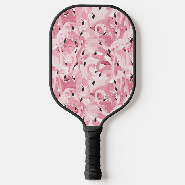 Raquette De Pickleball motif sans soudure avec flamants roses exotiques o (Recto)