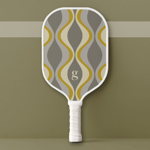 Raquette De Pickleball motif super rétro - monogramme - taupe or