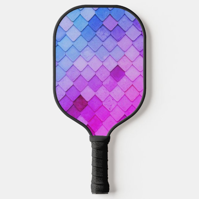Raquette De Pickleball Motif unique de carreaux rose violet amusant (Recto)