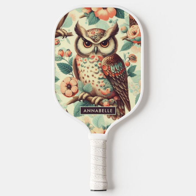 Raquette De Pickleball Motif vintage Cute Owl (Recto)