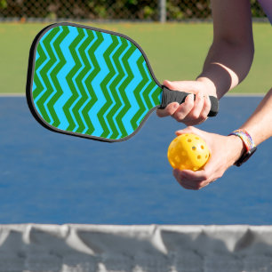 Raquette De Pickleball Motif zigzag chevron bleu vert