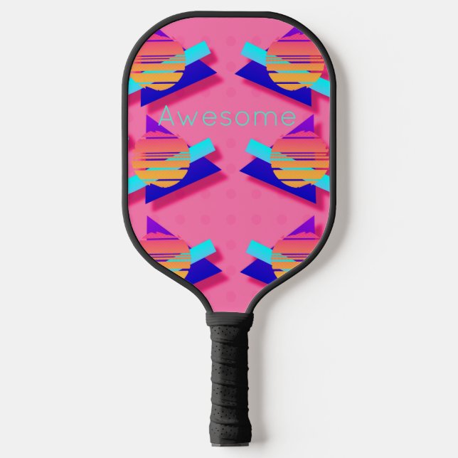 Raquette De Pickleball Motifs du triangle rose Memphis Neon (Recto)