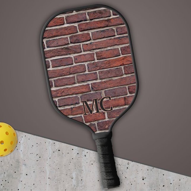 Raquette De Pickleball Mur en brique rouge avec initiales ou nom (Créateur téléchargé)