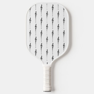 Raquette De Pickleball Musique Motif Melting Treble Clef noir et blanc