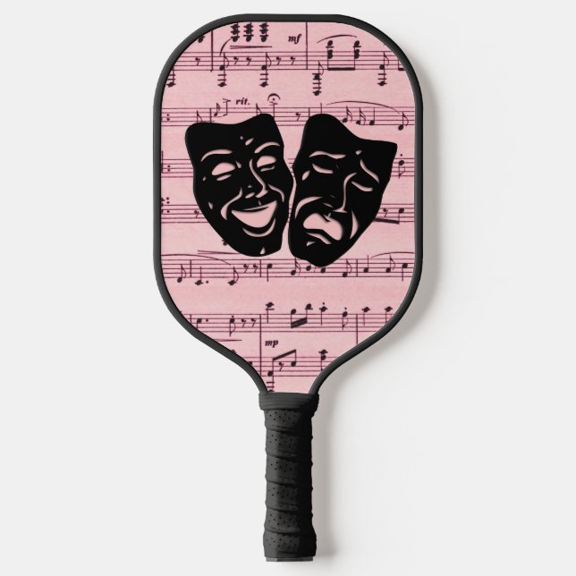 Raquette De Pickleball Musique rose et masques de théâtre (Recto)