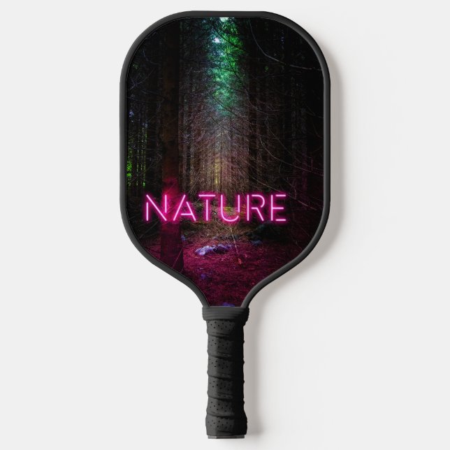 Raquette De Pickleball Mystère forêt d'épinette nature néon magenta signe (Recto)