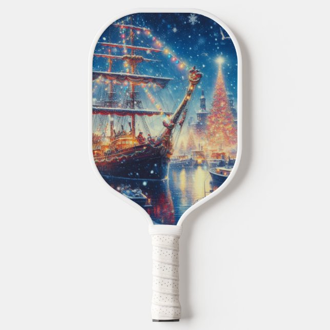 Raquette De Pickleball Navire amarré de Noël/hiver (Recto)