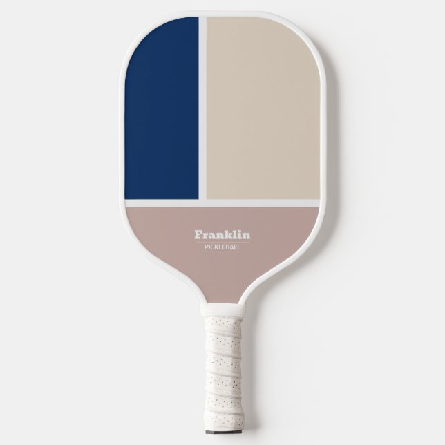 Raquette de Pickleball Navy Beige Géométrique Mode (Recto)