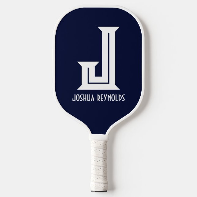 Raquette de Pickleball Navy Blue Monogramme Minima (Recto)