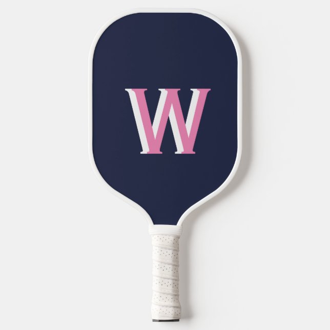 Raquette De Pickleball Navy Pink Monogram Pickleball Paddle (Recto)