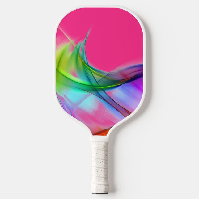 Raquette De Pickleball Neon Arc-en-ciel Abstrait sur rose (Recto)