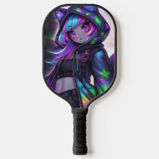 Raquette De Pickleball Neon Catgirl Pickleball Night Vibes