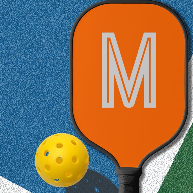 Raquette De Pickleball néon orange - monogramme gras (Créateur téléchargé)