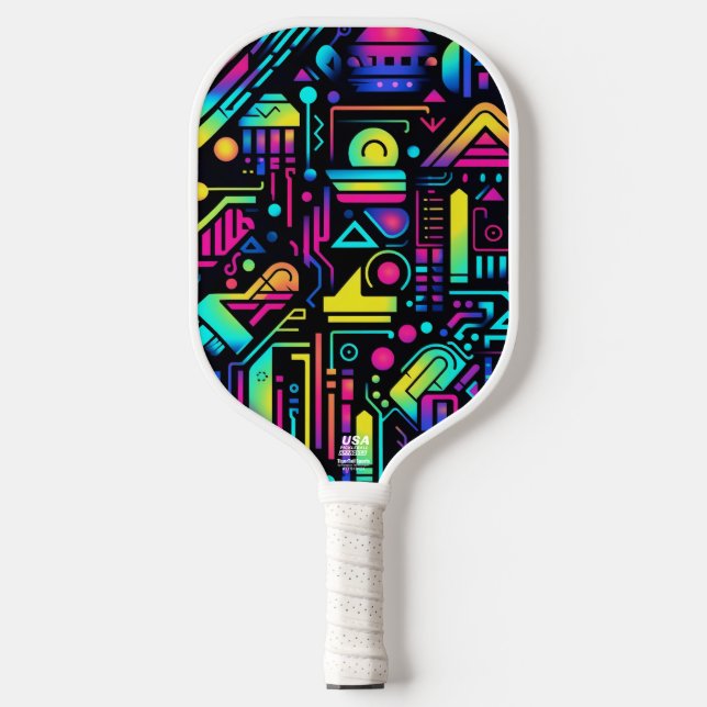 Raquette De Pickleball Neon Retro Tech Pickleball Paddle | 80s Gamer (Recto)
